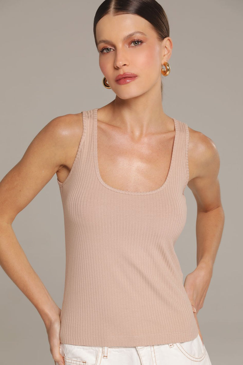 Blusa Canelada Bege Eugenia