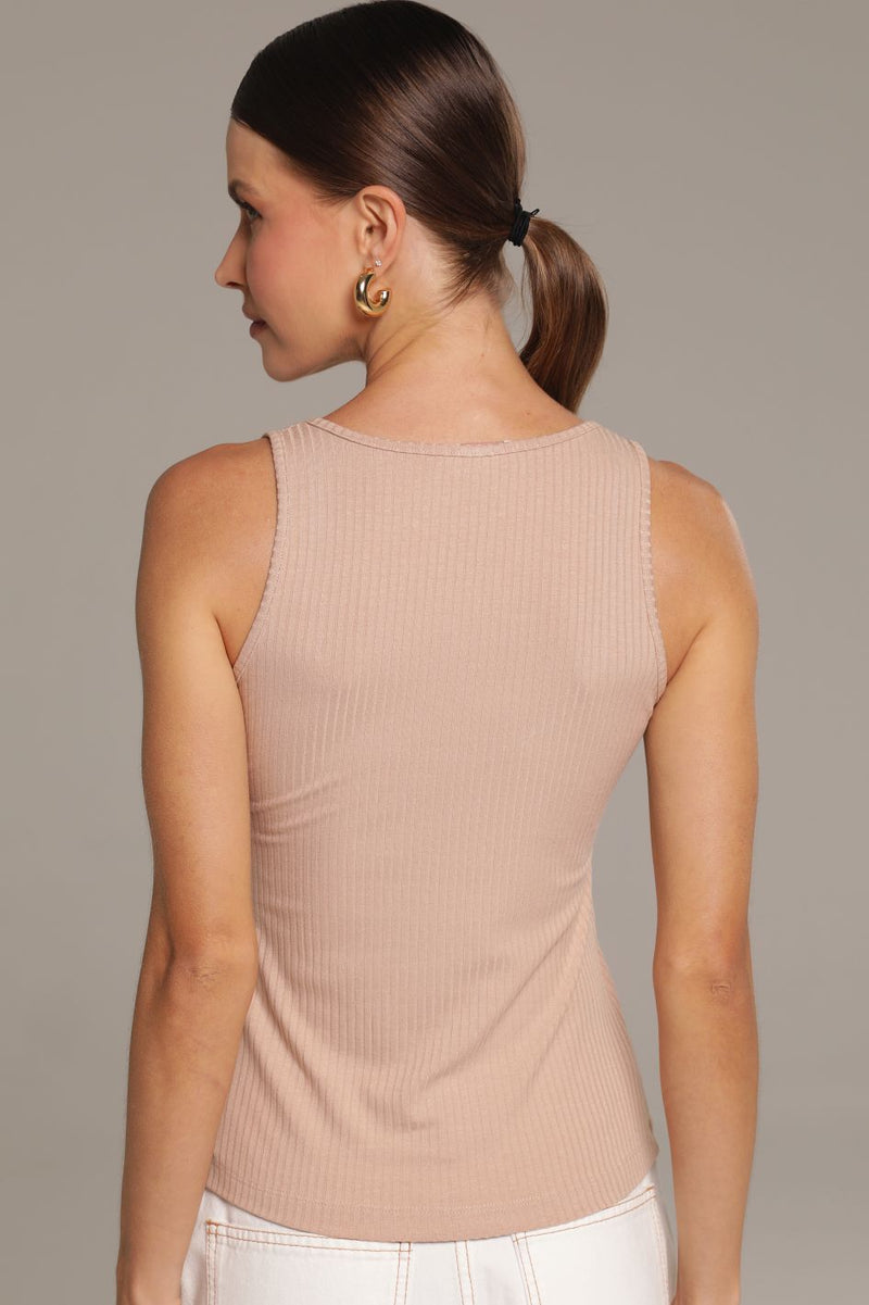 Blusa Canelada Bege Eugenia