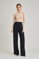 Blusa Canelada Manga Longa Amora Bege