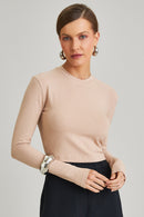 Blusa Canelada Manga Longa Amora Bege