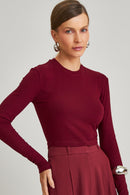 Blusa Canelada Manga Longa Amora Cherry Red