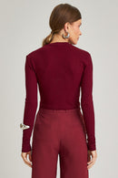 Blusa Canelada Manga Longa Amora Cherry Red