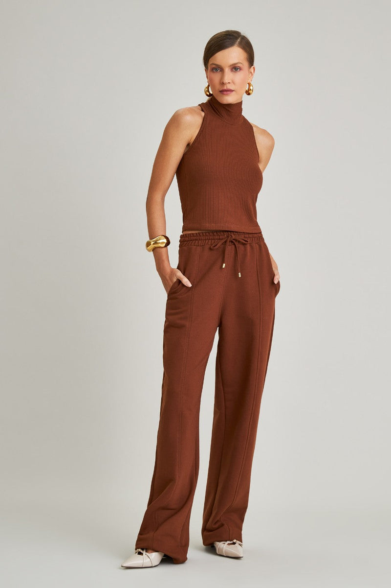 Blusa Canelada Marrom Nina