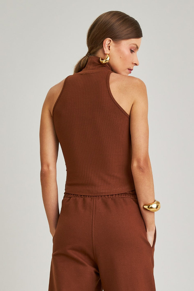 Blusa Canelada Marrom Nina