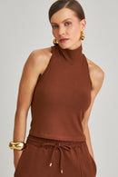 Blusa Canelada Marrom Nina