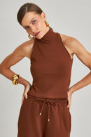 Blusa Canelada Marrom Nina