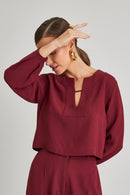 Blusa de Alfaiataria Manga Longa Luciana Cherry Red