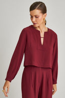 Blusa de Alfaiataria Manga Longa Luciana Cherry Red