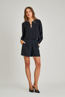 Blusa de Alfaiataria Manga Longa Luciana Preta