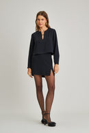 Blusa de Alfaiataria Manga Longa Luciana Preta