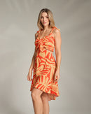 Vestido curto babadinho decote amarração