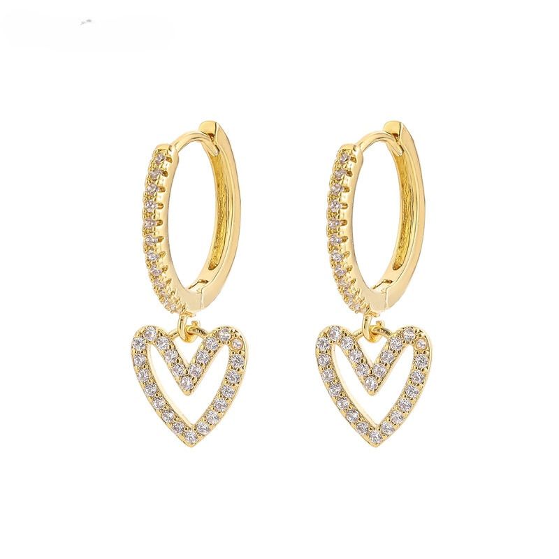 Brinco Coração Cravejado em Zircônias