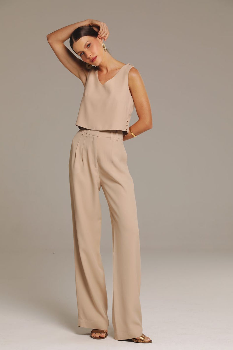 Blusa de Alfaiataria Luiza Bege