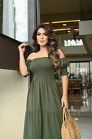 Vestido longo lastex - B141