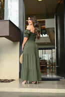 Vestido longo lastex - B141