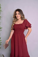 Vestido longo lastex vinho - B99