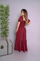 Vestido longo lastex vinho - B99