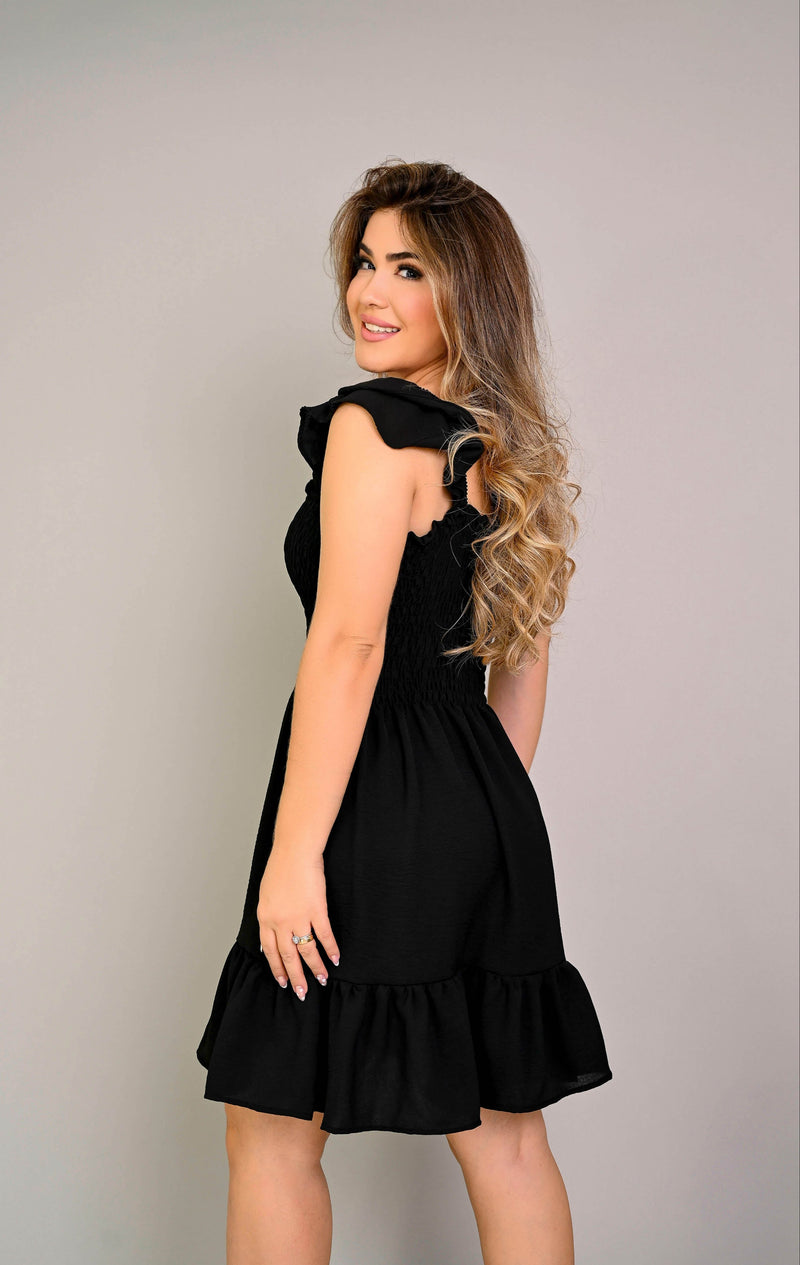Vestido curto lastex preto - B32