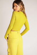 Blusa Canelada Manga Longa Amora Amarela