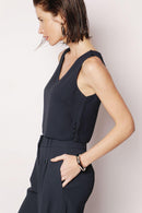 Blusa de Alfaiataria Luiza Azul Marinho