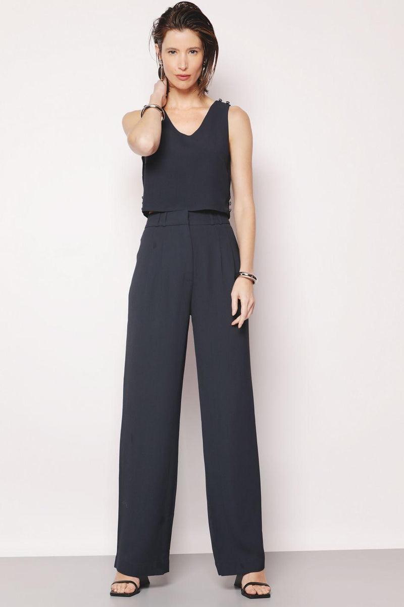 Blusa de Alfaiataria Luiza Azul Marinho