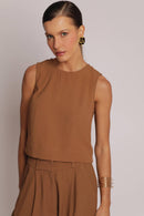 Blusa de Alfaiataria Marrom Jade