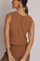 Blusa de Alfaiataria Marrom Jade